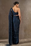 Shop_Tarun Tahiliani_Navy Tulle, Net, Satin Sequins Sweetheart Embroidered Saree With Corset Blouse _at_Aza_Fashions