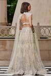 Shop_Tarun Tahiliani_Ivory Tulle Pearls, Crystals, Lace, Sequins, Stones, Embellished Lehenga Set _at_Aza_Fashions