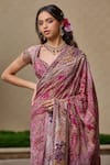 Buy_Tarun Tahiliani_Purple Georgette, Dupion, Silk Embroidery, Beads, Kashida Saree With Blouse _Online_at_Aza_Fashions