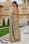 Shop_Tarun Tahiliani_Gold Georgette, Dupion, Silk Embroidery, Byzantium Painted Saree With Blouse _at_Aza_Fashions