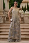 Buy_Tarun Tahiliani_Lace, Silk Embroidery, Crystals, Zari Round Neck, Pichwai Zardozi And Jumpsuit _at_Aza_Fashions