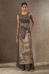 Buy_Tarun Tahiliani_Black Lace, Silk Embroidery, Crystals, Zari Round Pichwai Zardozi And Jumpsuit _at_Aza_Fashions