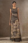 Buy_Tarun Tahiliani_Black Lace, Silk Embroidery, Crystals, Zari Round Pichwai Zardozi And Jumpsuit _Online_at_Aza_Fashions