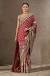 Buy_Tarun Tahiliani_Red Georgette Embroidery, Sequins, Pichwai 3d Flower Saree With Blouse _at_Aza_Fashions