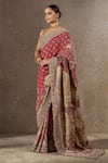 Buy_Tarun Tahiliani_Red Georgette Embroidery, Sequins, Pichwai 3d Flower Saree With Blouse _Online_at_Aza_Fashions
