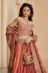 Buy_Tarun Tahiliani_Pink Dupion, Silk, Crinkle, Chanderi Kashida And Embellished Lehenga Set _Online_at_Aza_Fashions