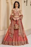 Buy_Tarun Tahiliani_Pink Dupion, Silk, Crinkle, Chanderi Kashida And Embellished Lehenga Set _at_Aza_Fashions