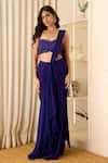 Buy_Richa Jaisinghani Label_Purple Georgette Beads, Elena Embellished Blouse And Pre-draped Saree Set _at_Aza_Fashions