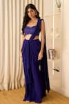 Richa Jaisinghani Label_Purple Georgette Beads, Elena Embellished Blouse And Pre-draped Saree Set _Online_at_Aza_Fashions