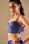 Shop_Richa Jaisinghani Label_Blue Georgette Sequins, Beads Amaya Pre-draped Saree And Corset Blouse Set _Online_at_Aza_Fashions