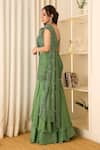 Buy_Richa Jaisinghani Label_Green Georgette Sequins, Stella Embellished Lehenga Saree And Blouse Set _Online_at_Aza_Fashions