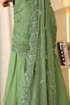 Richa Jaisinghani Label_Green Georgette Sequins, Stella Embellished Lehenga Saree And Blouse Set _at_Aza_Fashions