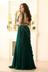 Shop_Richa Jaisinghani Label_Green Georgette Beads, Sequins Alana Embellished Lehenga Saree And Blouse Set _at_Aza_Fashions