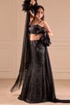 Richa Jaisinghani Label_Black Georgette Beads, Sequins Sweetheart Neck Luna Embellished Lehenga Set _Online_at_Aza_Fashions