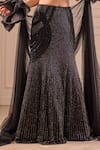 Richa Jaisinghani Label_Black Georgette Beads, Sequins Sweetheart Neck Luna Embellished Lehenga Set _at_Aza_Fashions