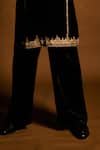 Punit Balana_Black Velvet, Cotton, Lycra Embroidery Marodi Kurta Set _Online_at_Aza_Fashions