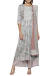 Shop_Soup By Sougat Paul_Blue Cotton Satin Round Neck Printed Kurta Set _Online_at_Aza_Fashions