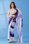 Buy Thee Modern Roots Purple Georgette Abstract Print Two Tone Saree at Aza Fashions Buy_Thee Modern Roots_Purple Georgette Abstract Print Two Tone Saree _at_Aza_Fashions