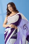 Shop Thee Modern Roots Purple Georgette Abstract Print Two Tone Saree Online at Aza Fashions Shop_Thee Modern Roots_Purple Georgette Abstract Print Two Tone Saree _Online_at_Aza_Fashions