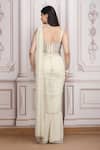 Shop_Mandira Wirk Resort_Ivory Jersey Sequins, Beads, Embellished Corset Blouse And Pre-draped Saree Set _at_Aza_Fashions