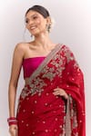 Shop_Anushree Reddy_Red Embroidery, Zari Ahana Saree With Unstitched Blouse Piece _at_Aza_Fashions