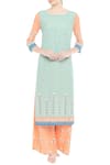 Soup By Sougat Paul_Blue Round Printed Kurta Palazzo Set _at_Aza_Fashions