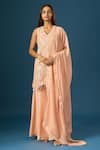 Buy Samyukta Singhania Peach Crepe, Silk, Organza Embroidery, Tassels, Metallic Hand Kurta Sharara Set at Aza Fashions Buy_Samyukta Singhania_Peach Crepe, Silk, Organza Embroidery, Tassels, Metallic Hand Kurta Sharara Set _at_Aza_Fashions