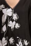 Buy_Naintara Bajaj_Black Linen Embroidery, Lace V-neck Floral Kurta And Pant Set _Online_at_Aza_Fashions