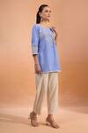 Buy_Naintara Bajaj_Sky Blue Embroidery Round Neck Kurta _Online_at_Aza_Fashions