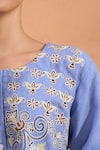 Naintara Bajaj_Sky Blue Embroidery Round Neck Kurta _at_Aza_Fashions