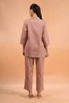 Shop_Naintara Bajaj_Pink Cotton, Linen Embroidery Collared, Button-down Neck Kurta And Pant Set _at_Aza_Fashions