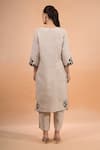 Shop Naintara Bajaj Beige Linen Embroidery V-neck Kurta And Pant Set at Aza Fashions Shop_Naintara Bajaj_Beige Linen Embroidery V-neck Kurta And Pant Set _at_Aza_Fashions