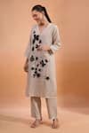 Buy Naintara Bajaj Beige Linen Embroidery, Lace V-neck Kurta And Pant Set Online at Aza Fashions Buy_Naintara Bajaj_Beige Linen Embroidery, Lace V-neck Kurta And Pant Set _Online_at_Aza_Fashions