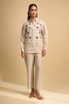 Naintara Bajaj Beige Linen Embroidery Collared, Button-down Neck Kurta And Pant Set Online at Aza Fashions Naintara Bajaj_Beige Linen Embroidery Collared, Button-down Neck Kurta And Pant Set _Online_at_Aza_Fashions