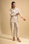 Buy Naintara Bajaj Beige Linen Embroidery Collared, Button-down Neck Kurta And Pant Set Online at Aza Fashions Buy_Naintara Bajaj_Beige Linen Embroidery Collared, Button-down Neck Kurta And Pant Set _Online_at_Aza_Fashions