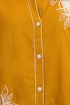 Naintara Bajaj Mustard Cotton, Linen Embroidery Collared, Button-down Neck Kurta And Pant Set Online at Aza Fashions Naintara Bajaj_Mustard Cotton, Linen Embroidery Collared, Button-down Neck Kurta And Pant Set _Online_at_Aza_Fashions