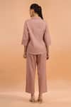 Shop_Naintara Bajaj_Pink Cotton, Linen Embroidery Collared Shirt And Pant Set _at_Aza_Fashions