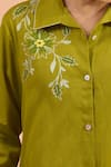 Buy Naintara Bajaj Green Cotton, Linen Embroidery Collared Kurta And Pant Set Online at Aza Fashions Buy_Naintara Bajaj_Green Cotton, Linen Embroidery Collared Kurta And Pant Set _Online_at_Aza_Fashions