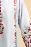 Naintara Bajaj_Sky Blue Silk Embroidery Round Neck Kurta And Pant Set _Online_at_Aza_Fashions