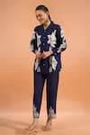 Buy_Naintara Bajaj_Navy Embroidery Collared Floral Shirt _Online_at_Aza_Fashions