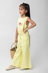 Shop Partykles Yellow Cotton Satin Embroidery Popsicle Top And Pant Set Online at Aza Fashions Shop_Partykles_Yellow Cotton Satin Embroidery Popsicle Top And Pant Set _Online_at_Aza_Fashions
