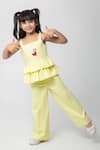 Buy_Partykles_Yellow Cotton Satin Embroidery, Beads Ice Cream Top And Pant Set _Online_at_Aza_Fashions