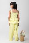 Shop_Partykles_Yellow Cotton Satin Embroidery, Beads Ice Cream Top And Pant Set _at_Aza_Fashions