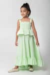 Buy_Partykles_Mint Cotton Smocked Top With Skirt _at_Aza_Fashions