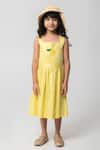 Partykles_Yellow Cotton Beads, Crystals Fresh Lemon Embroidered Frock _Online_at_Aza_Fashions