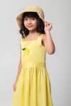 Partykles_Yellow Cotton Beads, Crystals Fresh Lemon Embroidered Frock _at_Aza_Fashions