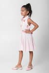 Partykles_Pink Cotton Satin Embroidery, Sequins Strawberry Dress _Online_at_Aza_Fashions