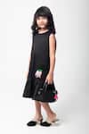 Partykles_Black Cotton Satin Embroidery, Sequins Chilli Dress _Online_at_Aza_Fashions