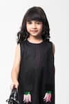 Partykles_Black Cotton Satin Embroidery, Sequins Chilli Dress _at_Aza_Fashions