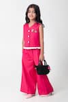 Buy_Partykles_Fuchsia Beads, Crystals, Embroidery Strawberry Waistcoat And Pant Set _at_Aza_Fashions